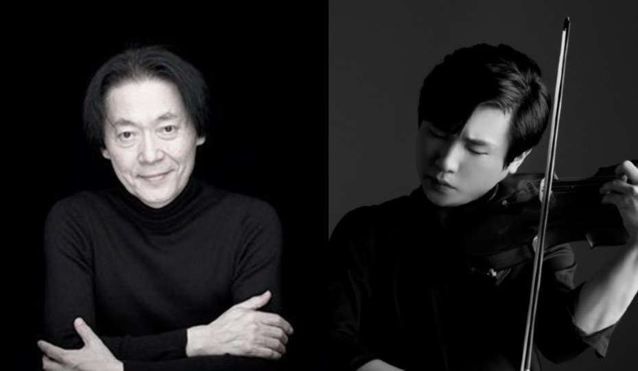 Conductor Chung Chi-young (left) and violinist Kim Dong-hyun (Joy of Strings)