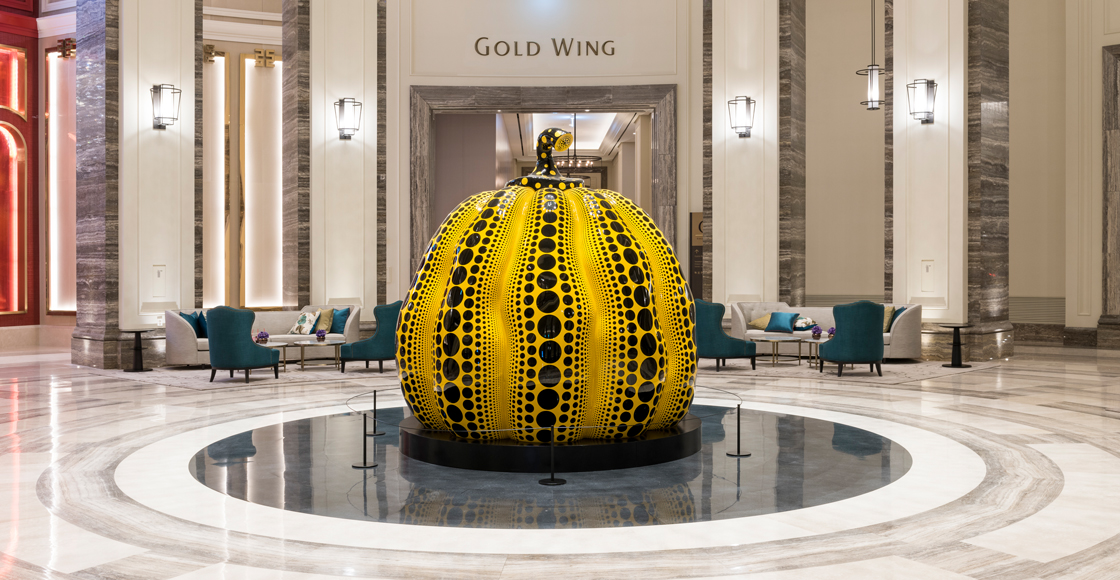 Yayoi Kusama's "Pumpkin" on display at Paradise City Hotel in Incheon. (Paradise City Hotel)