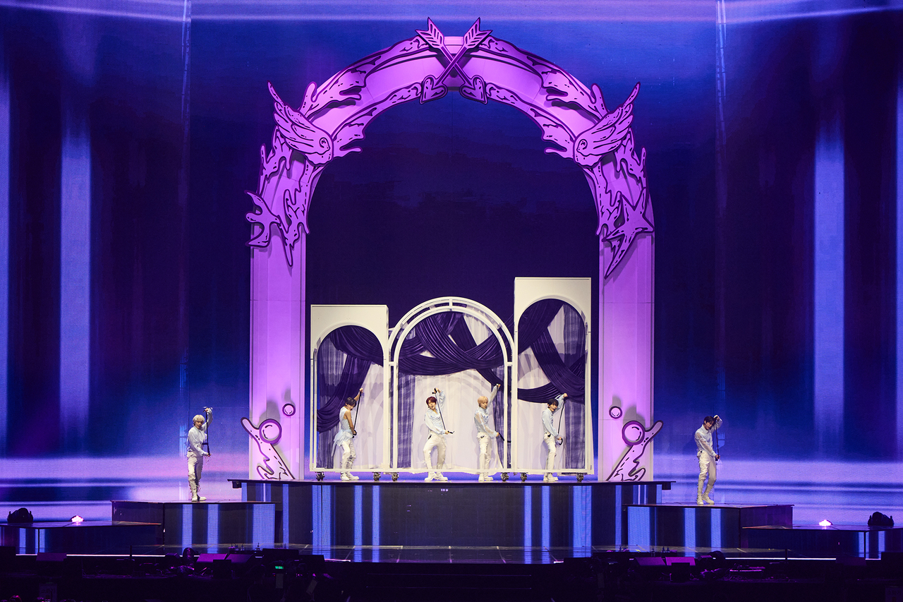 NCT Wish performs during “Into the Wish : Our Wish,” held at Kspo Dome in Songpa-gu, southern Seoul, Sunday. (SM Entertainment)