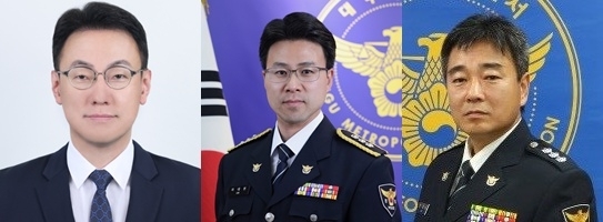 김천우 홍보계장(왼쪽부터), 이대헌 수사2계장, 최홍열 지역경찰계장.[대구경찰청 제공]