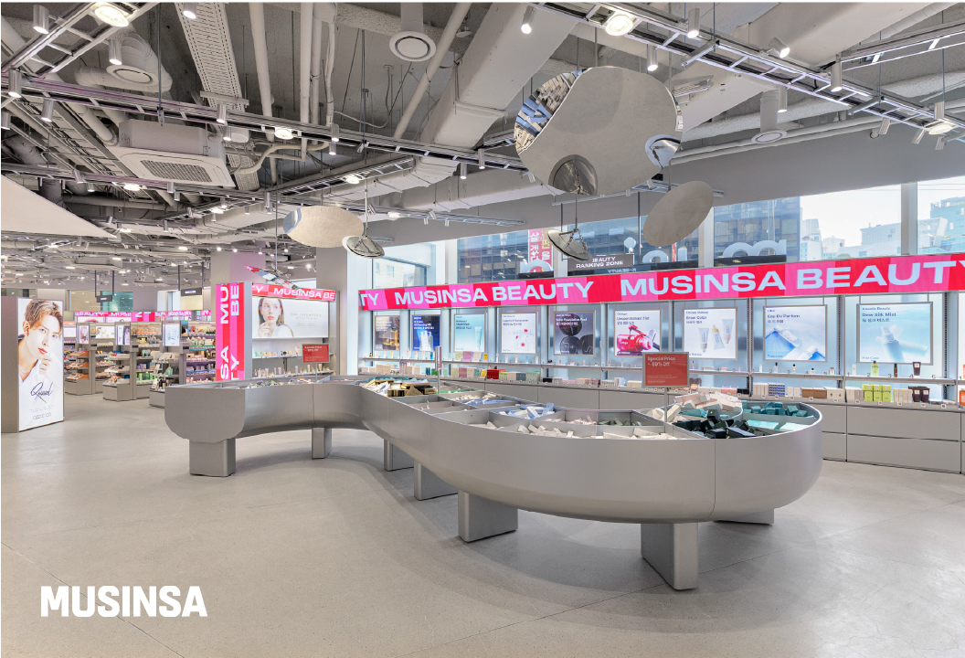 A beauty-focused retail space at the Musinsa Megastore Seongsu (Musinsa)