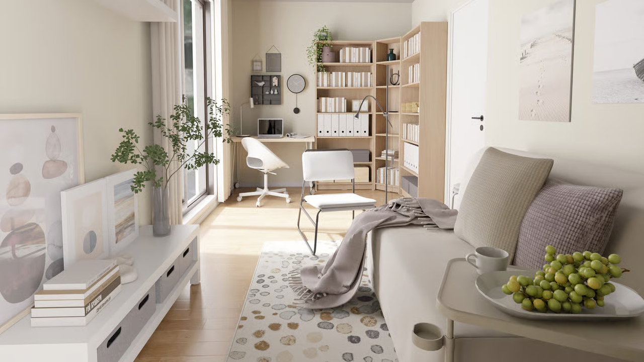 An officetel, a hybrid commercial-residential unit, is furnished using Ikea’s home styling service. (Ikea Korea)