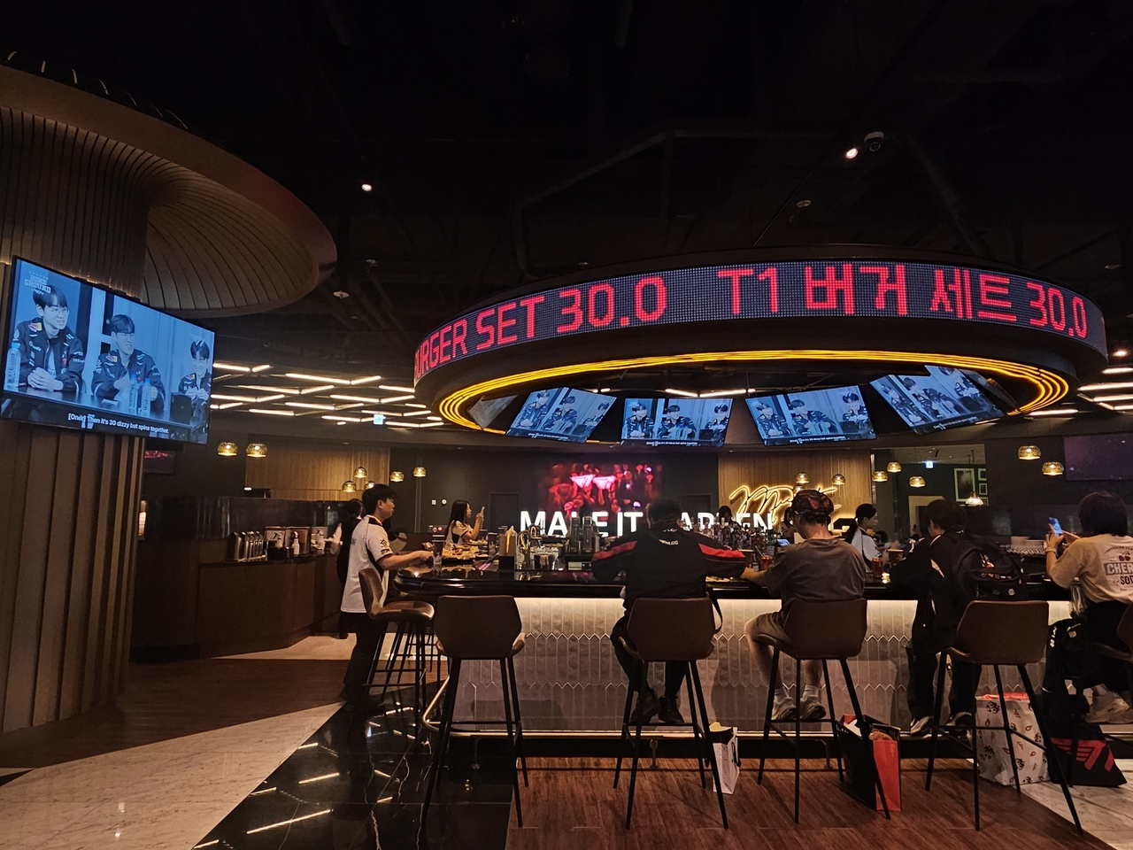 MJ23 Sports Bar & Grill featuring T1-themed sets, media installations (Lee Yoon-seo/The Korea Herald)