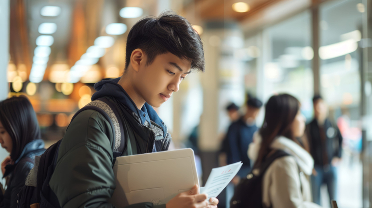 A student reviews admission materials at a university. (123rf)