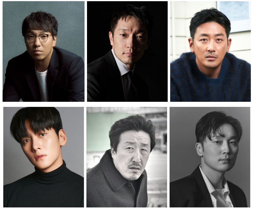Clockwise from top left: Yoon Jong-bin, Son Suk-ku, Ha Jung-woo, Seo Hyun-woo, Hyun Bong-sik, Ji Chang-wook. (Netflix)