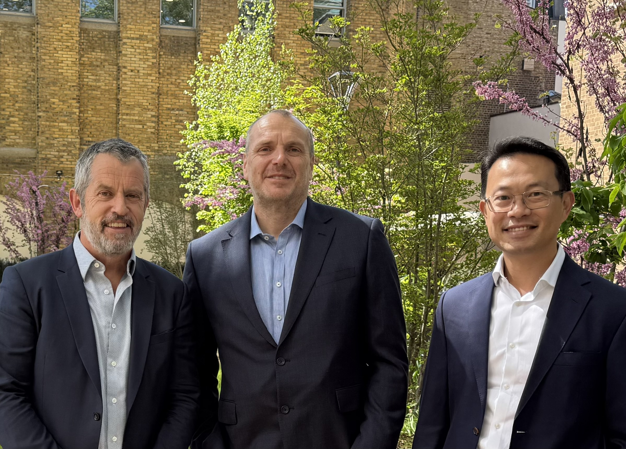 From left: Matt Symonds, David Watkins and Billy Wong pose for a photo in London on Thursday. (measuresHE)