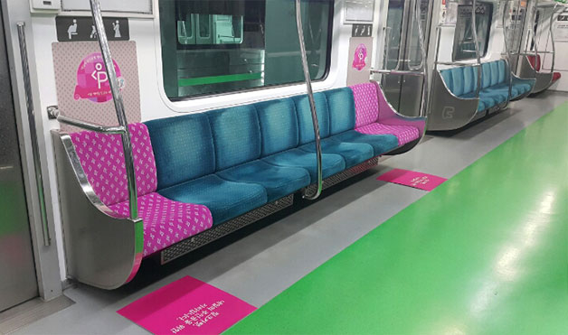 Priority seats for pregnant women inside a train on Seoul Subway Line No. 2 (Seoul Metropolitan Government)