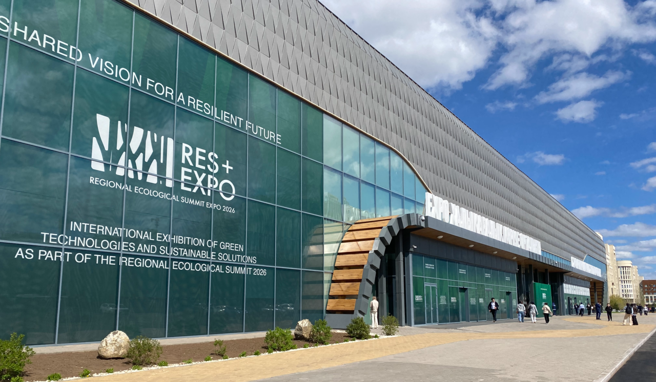 View of Expo International Exhibition Center in Astana, Kazakhstan, where the Regional Ecological Summit Expo 2026 took place Friday (Lim Jae-seong /The Korea Herald)