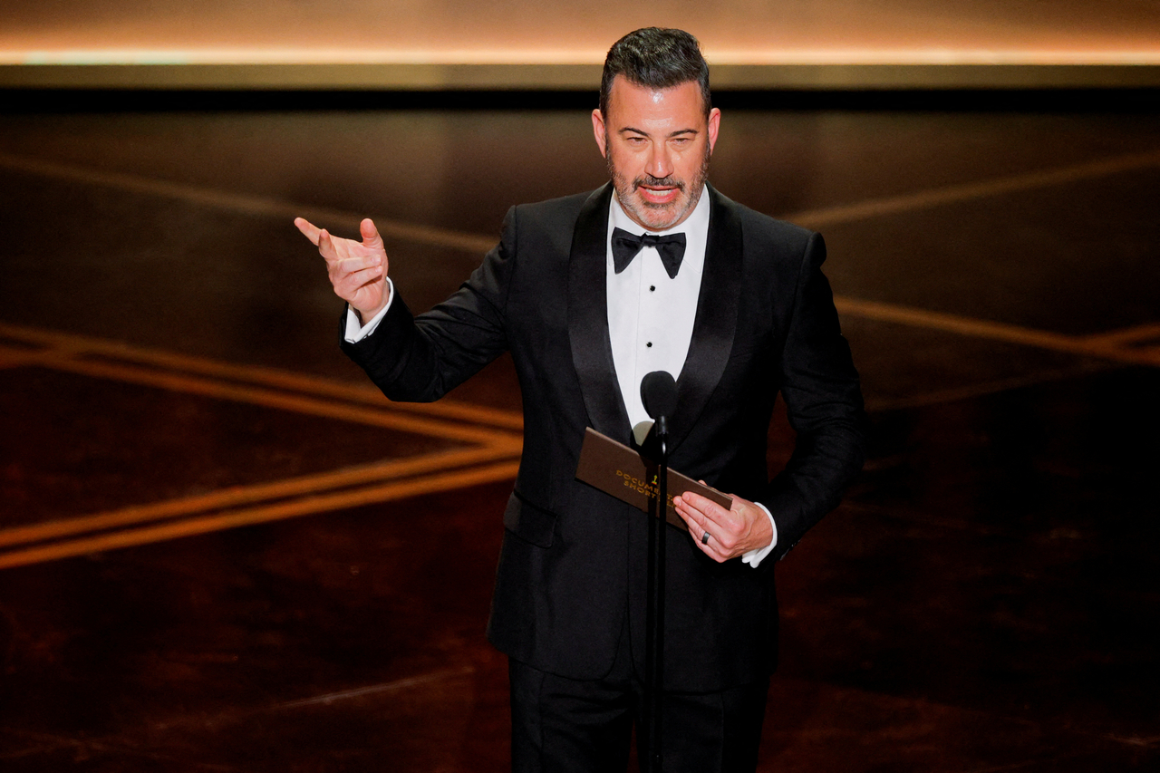 Jimmy Kimmel speaks onstage during the Oscars show at the 98th Academy Awards in Hollywood, Los Angeles, March 15.    (Reuters-Yonhap)