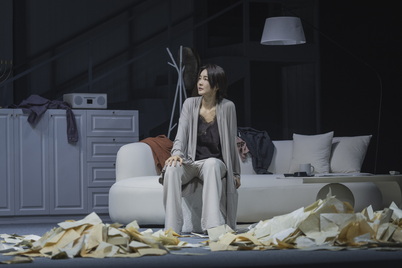 Jin Seo-yeon performs a scene from “Mother of Him.” (National Theater Company of Korea)