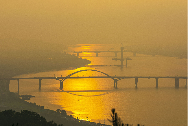 The sun rises over the Han River, as seen from Achasan (Getty Images)
