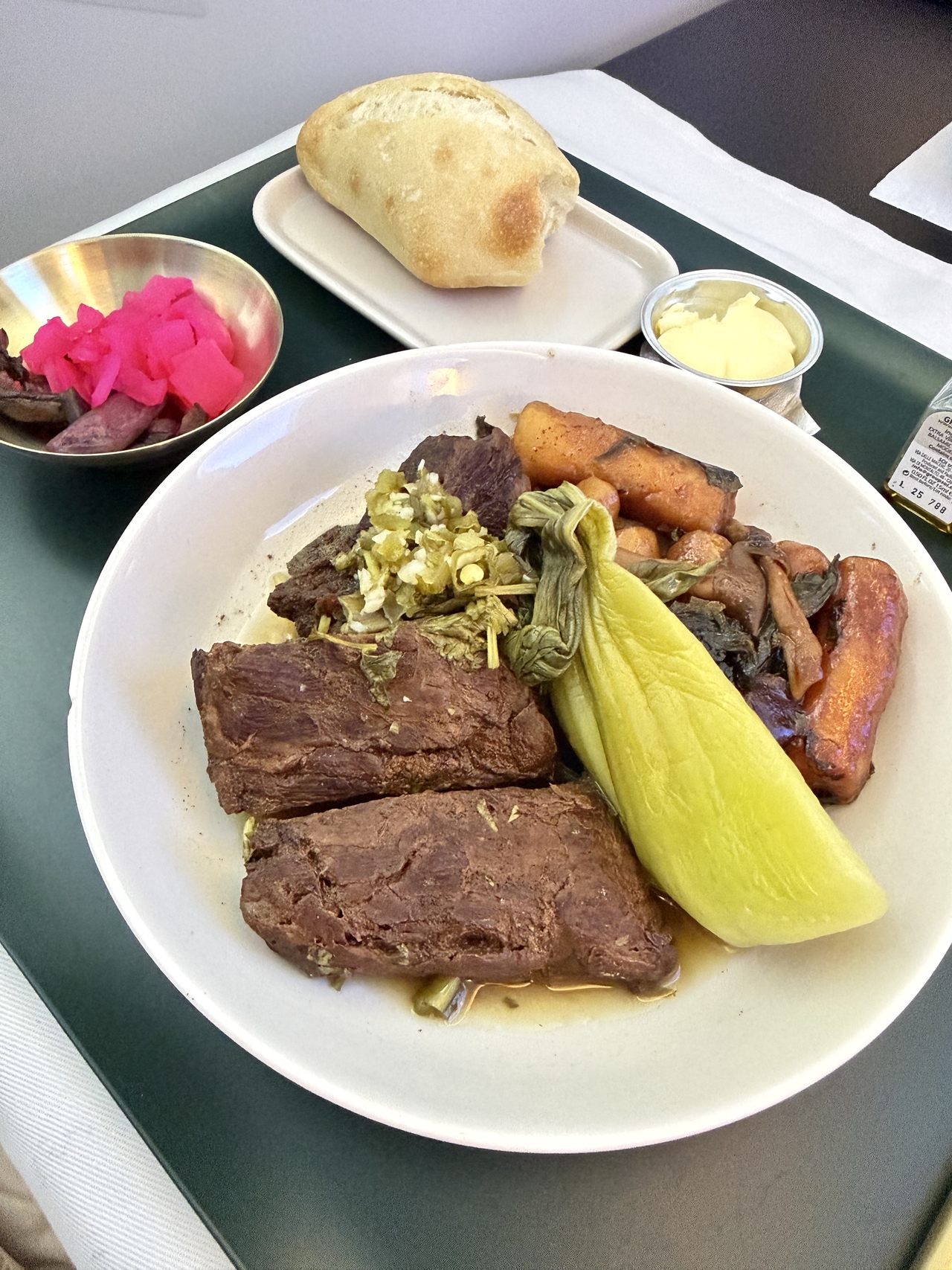 Klingman Farms braised short rib, part of the Chef's (Tray) Table menu developed with Brady Ishiwata Williams (Hong Yoo/The Korea Herald)