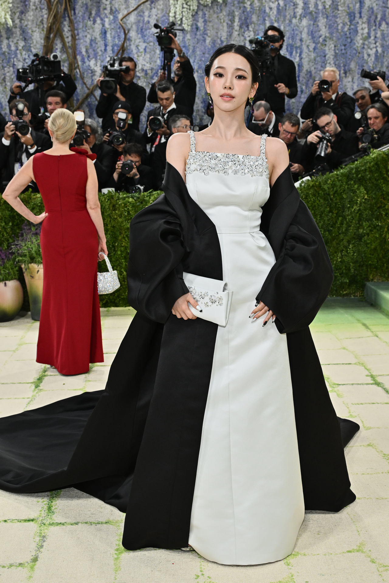 Karina of Aespa arrives at the Metropolitan Museum of Art's Costume Institute gala on Monday in New York. (AP)