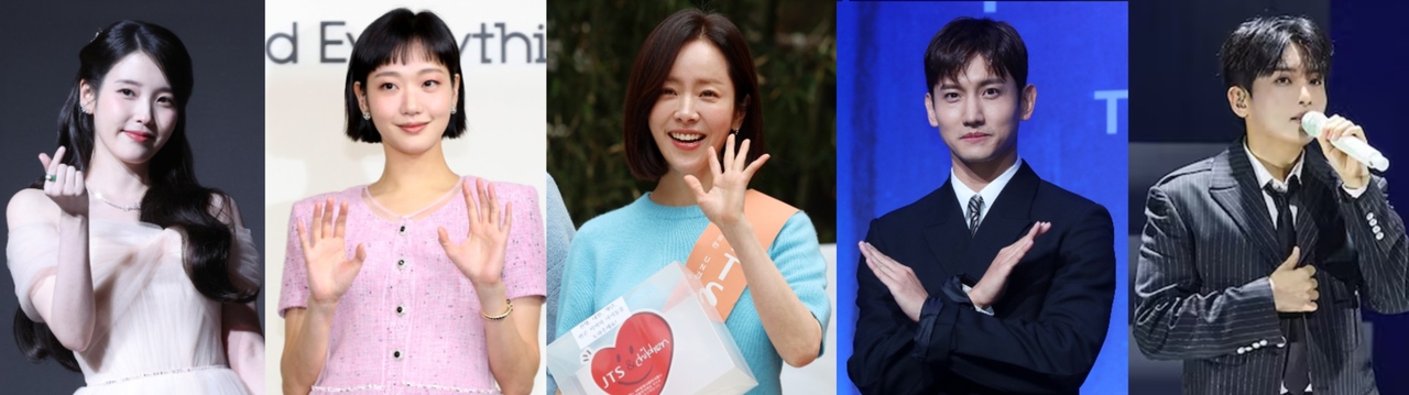 (From left) Singer-actress IU, actresses Kim Go-eun and Han Ji-min, TVXQ member Changmin and Super Junior member Ryeowook   (Newsis, SM Entertainment)