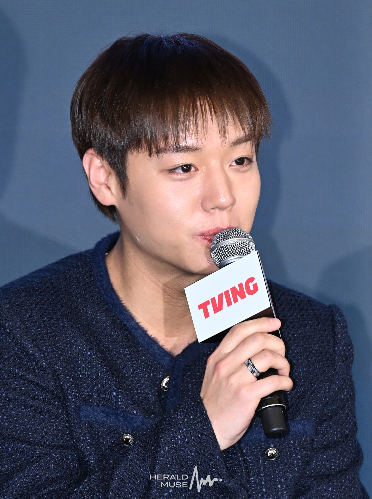 6일 오후 풀만 앰배서더 서울 이스트폴 호텔에서 티빙 오리지널 <취사병 전설이 되다> 제작발표회에서 배우 박지훈이 말하고 있다. 윤병찬 기자