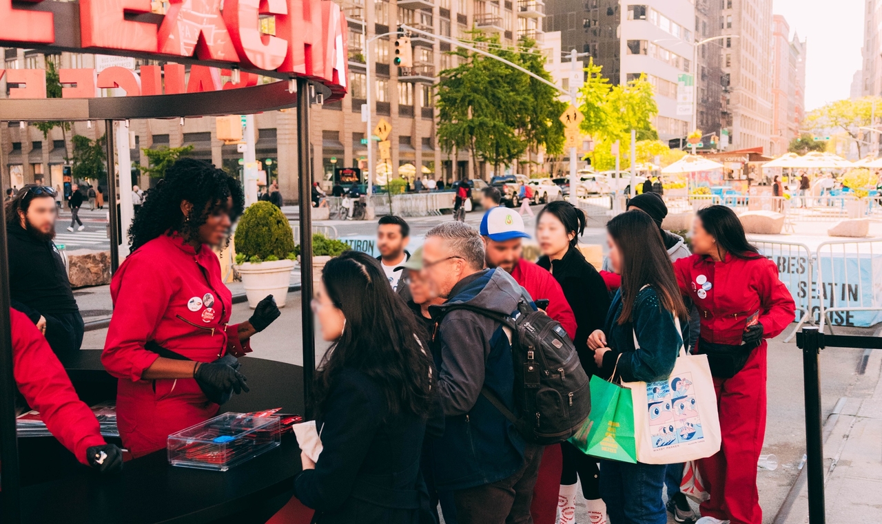 Visitors enthusiastically participate in the Splash Buldak Noodle Exchange, a key experiential marketing event for Buldak in New York in 2024 (Samyang Foods)
