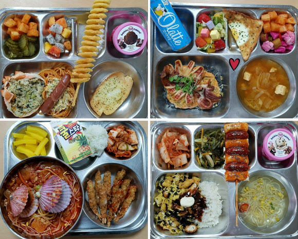 School lunches at Sekyeong High School in Paju, Gyeonggi Province, designed by former school nutritionist Kim Min-gi. (Kim Min-gi’s Instagram account)