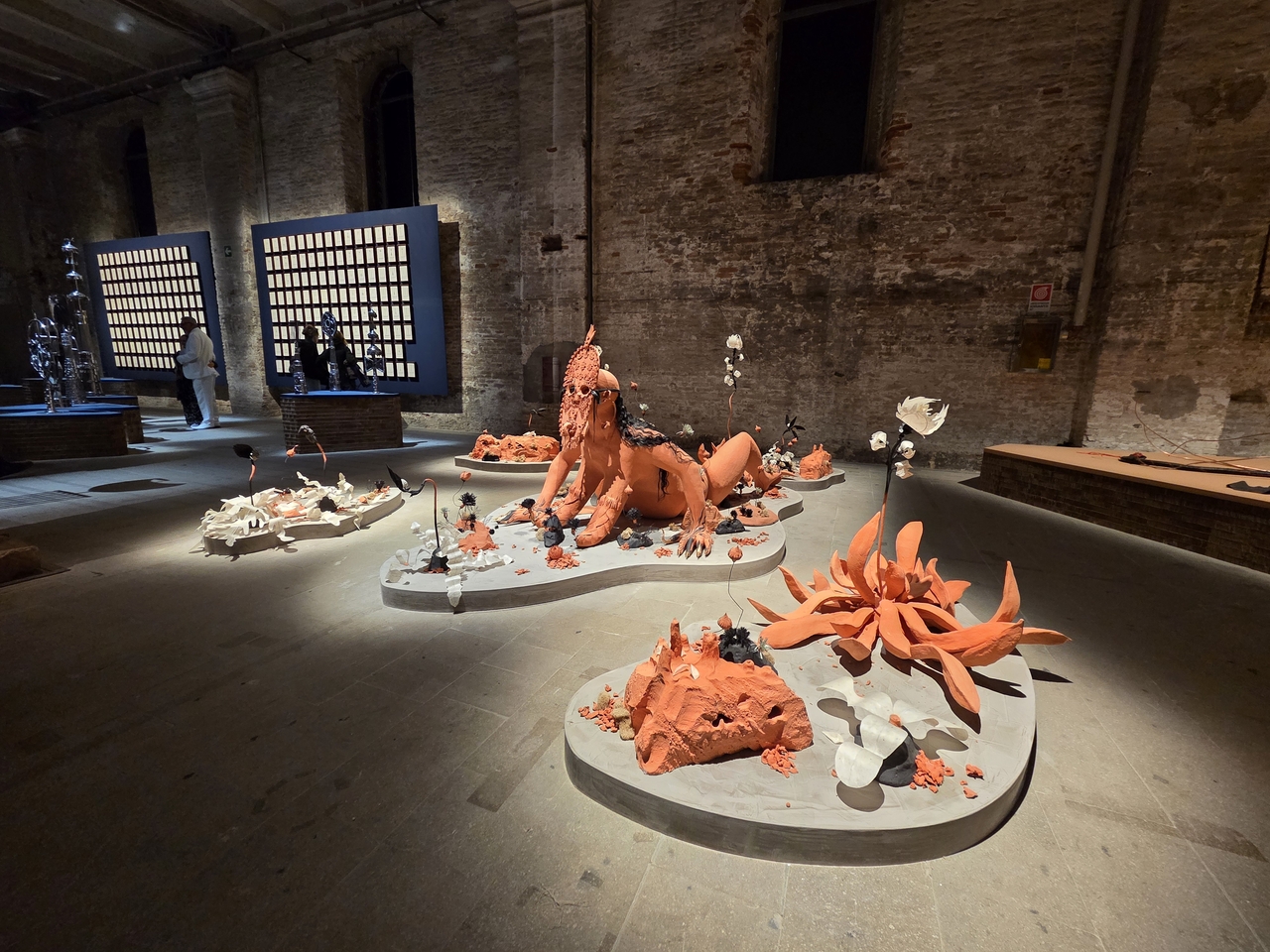 An Installation view of  "Umrhubuluzi" by Nicholas Hlobo at the exhibition of the 2026 Venice Biennale "In Minor Keys" at the Arsenale on Wednesday in Venice, Italy. (Park Yuna/The Korea Herald)