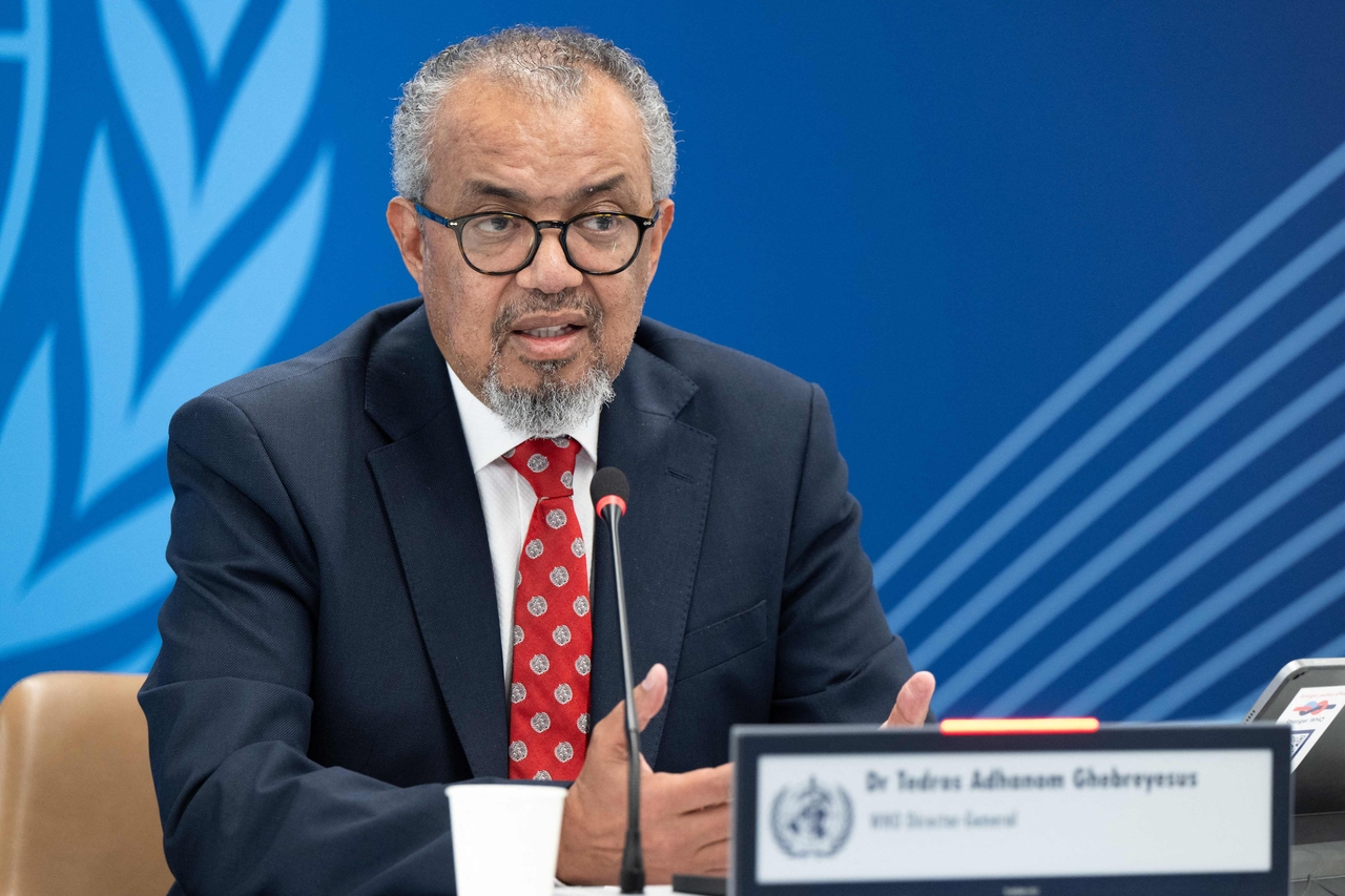 World Health Organization Director-General Tedros Adhanom Ghebreyesus speaks during a virtual press conference on the hantavirus cluster linked to a cruise ship travel, at the WHO headquarters, in Geneva on Thursday (AFP-Yonhap)