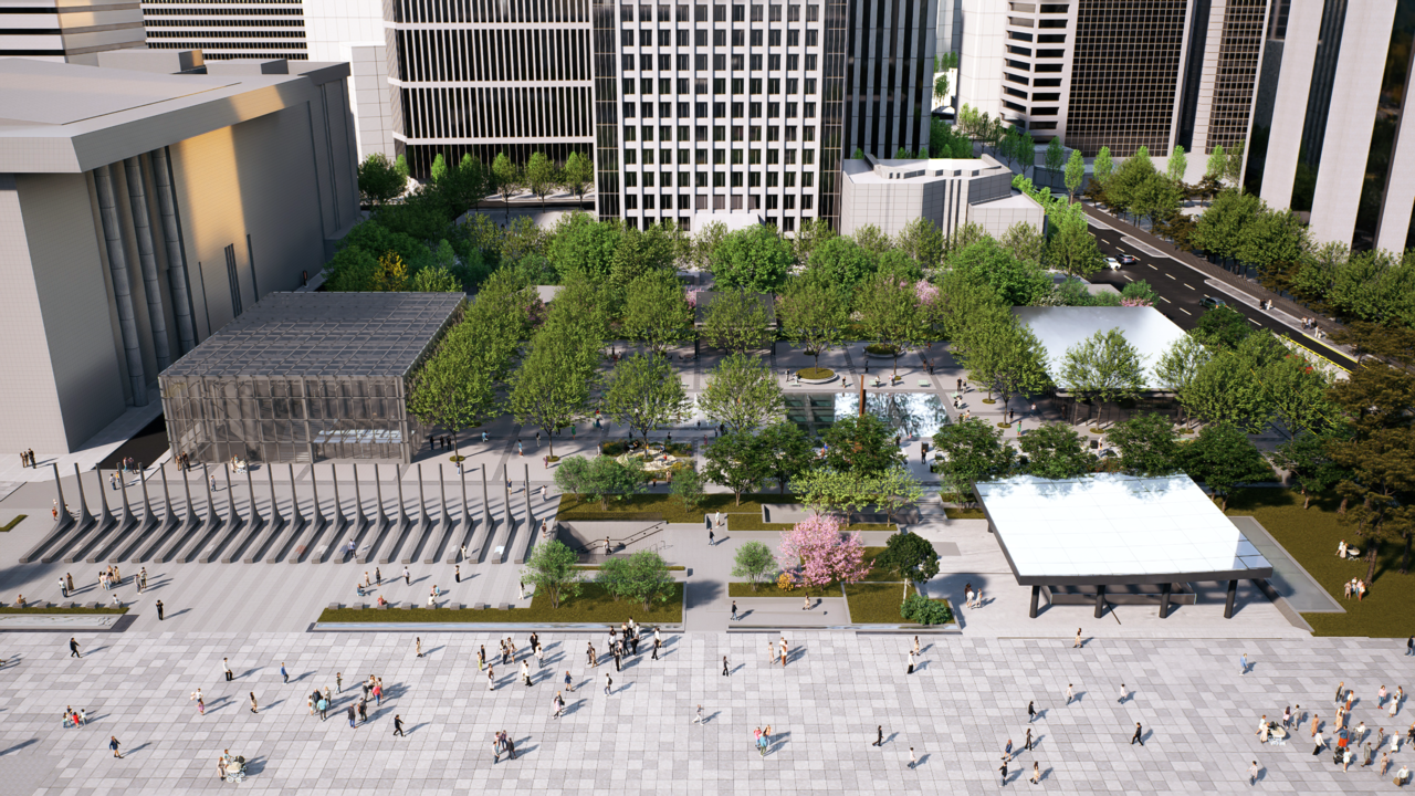 Rendered image of Garden of Gratitude at Gwanghwamun Square (Seoul Metropolitan Government)