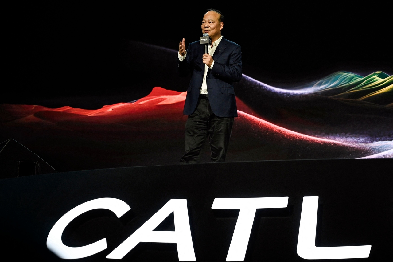 CATL President and CEO Robin Zeng speaks during the CATL Tech Day, ahead of the Beijing Auto Show in Beijing, April 21. (AFP-Yonhap)