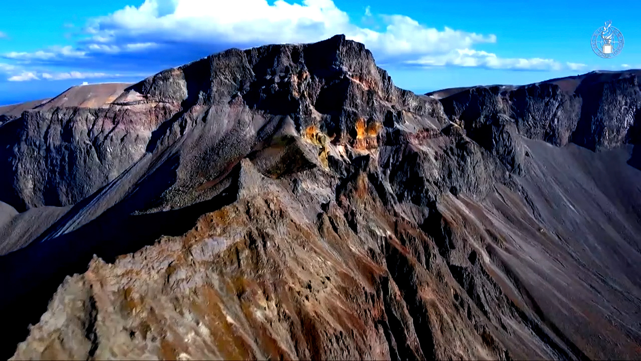 This image, taken from footage released by North Korea’s official tourism website on Monday, shows the rock strata and towering peaks surrounding Heaven Lake on Baekdusan.  (Yonhap)