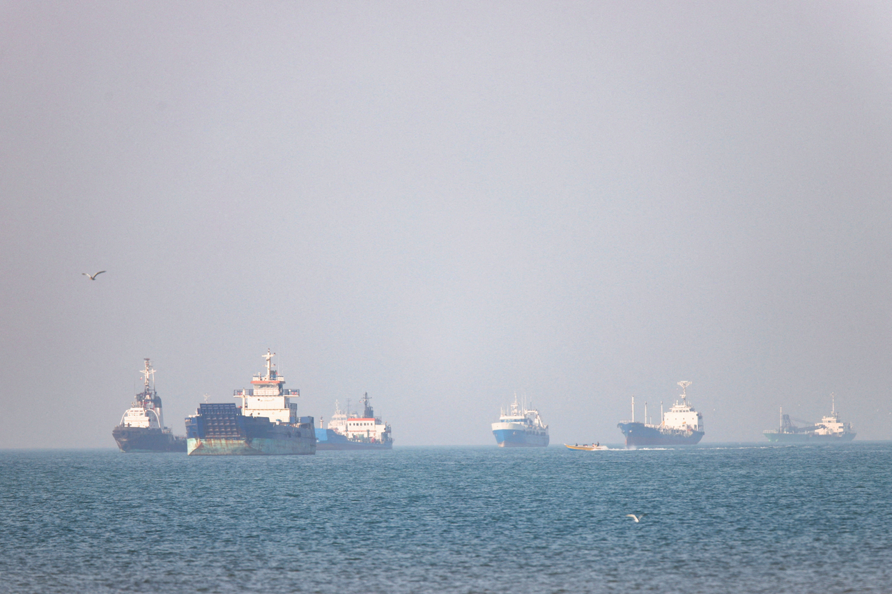 This Reuters photo shows vessels in the Strait of Hormuz near Iran on May 4. (West Asia News Agency)