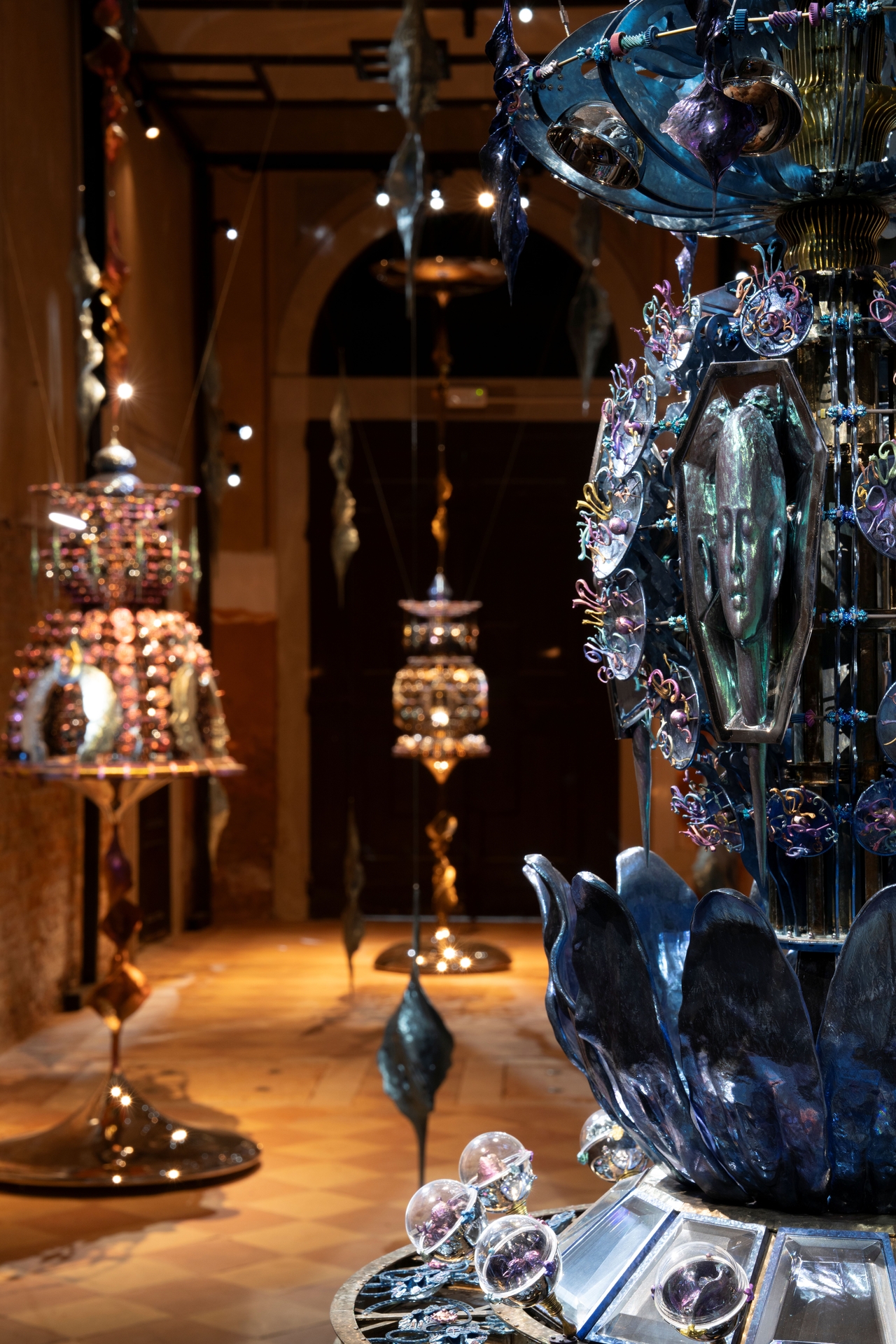 Installation view of “Wallace Chan: Vessels of Other Worlds” at the Pieta Chapel in Venice, Italy (Courtesy of the artist)