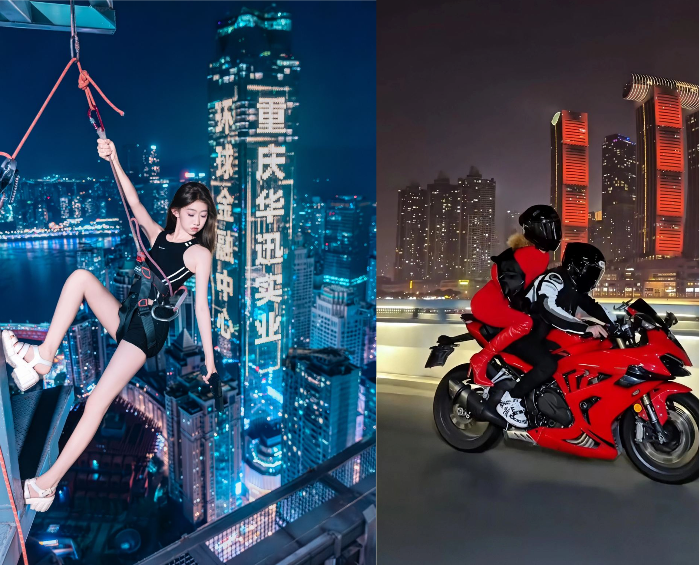 Promotional images for travel programs to Chongqing, China, where many South Koreans visit to take photos inspired by Chinese social media aesthetics. (Trip.com)