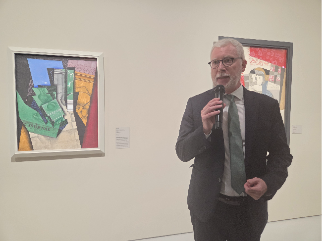 Christian Briend, head curator of the Modern Collections Department at Centre Pompidou, speaks to the press at "The Cubists: Inventing Modern Vision" at Centre Pompidou Hanwha in Seoul on Tuesday. (Park Yuna/The Korea Herald)