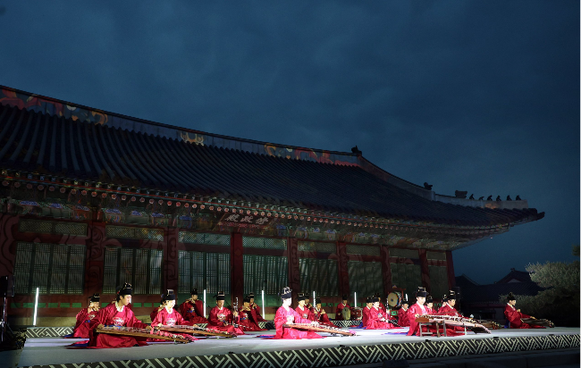 Members of the National Gugak Center perform "Yeomin-rak" during a final rehearsal on Tuesday ahead of the opening of the "Seeds of Sound." (National Gugak Center)