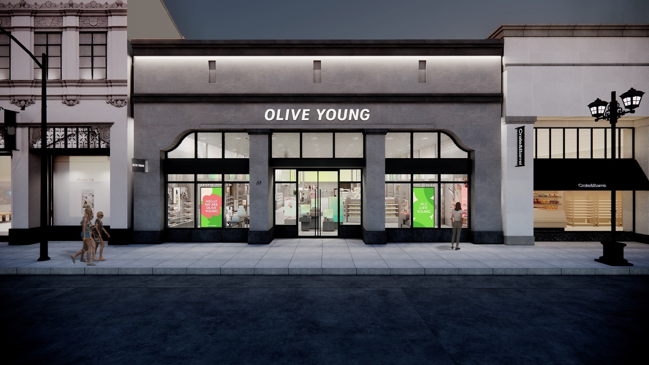 A rendered image of CJ Olive Young Corp.'s first offline outlet in the United States, set to open on May 29, is shown in this photo. (CJ Olive Young)