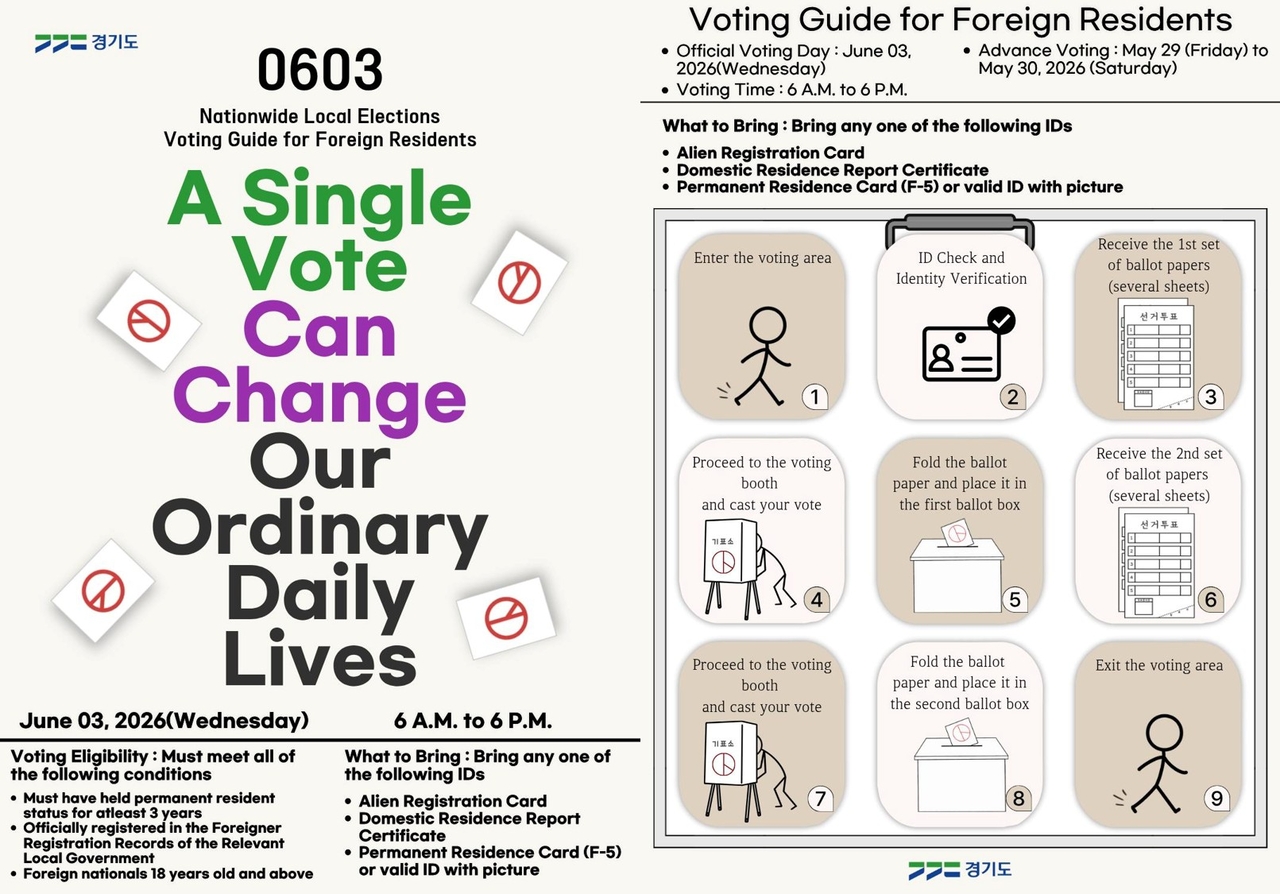 This photo shows a voting guide in English for expats in Gyeonggi Province. (Gyeonggi Provincial Office)