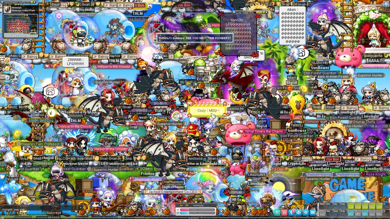 A screenshot of MapleStory N's in-game play (Nexpace)