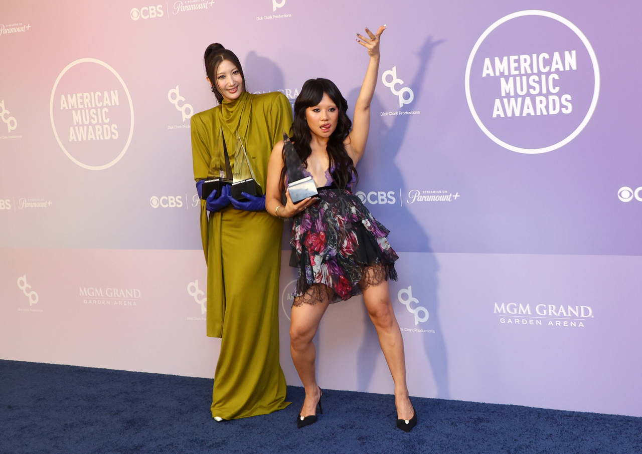 Ejae and Rei Ami of Huntrix, winners of the song of the year, best pop song and best vocal performance awards for 
