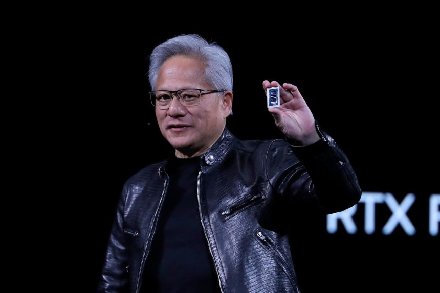 Nvidia CEO Jensen Huang delivers his keynote speech at GTC 2026 in Taipei, Taiwan, on Monday. (AP-Newsis)