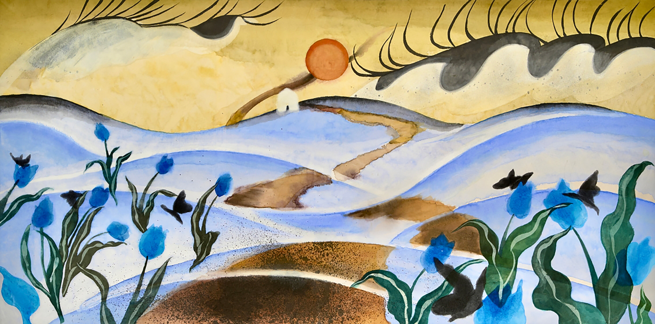 이승은, This is the Way, 한지에 채색, 잉크, 146 × 73 cm, 2025