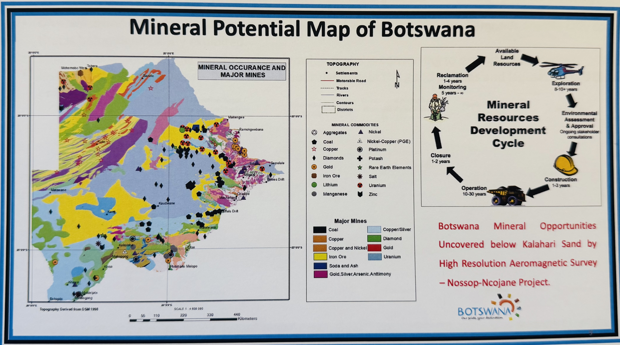 A map showcasing mineral potential of Botswana. (Sanjay Kumar/ The Korea Herald)