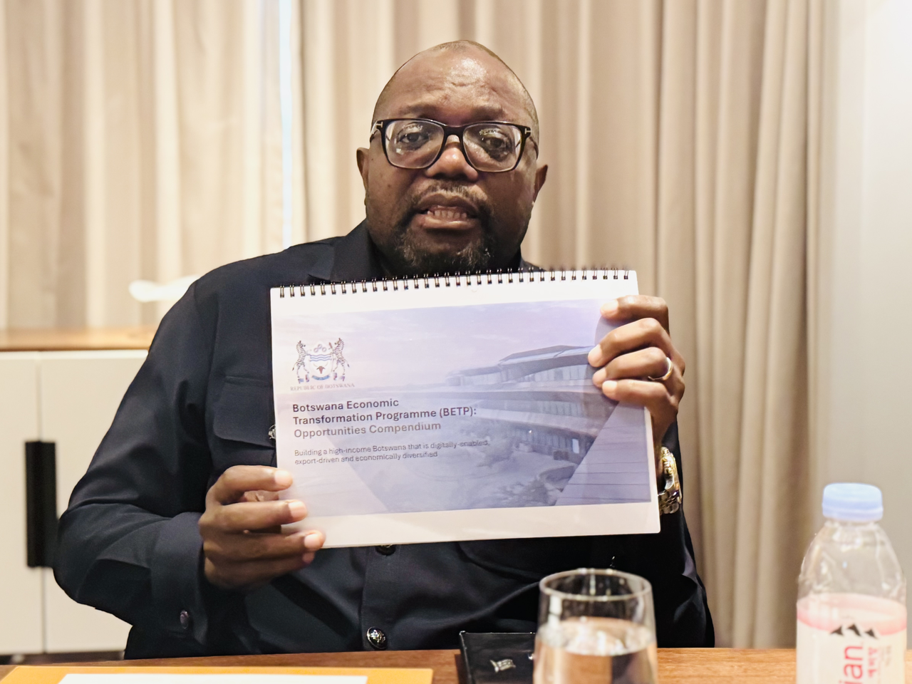 Botswana's Minister of International Relations Phenyo Butale explains BETP during an interview with The Korea Herald in Seoul on Wednesday (Sanjay Kumar/The Korea Herald)