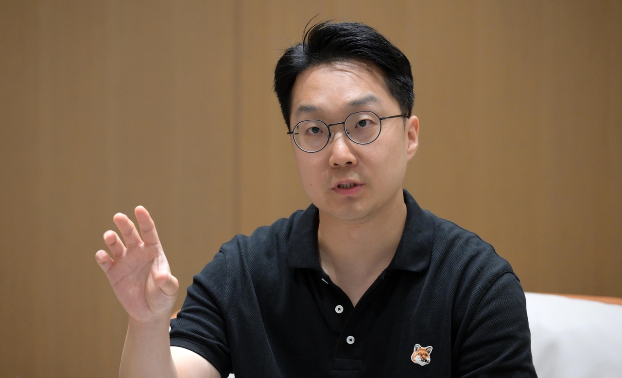 Kim Dong-hyun, global business team lead at Kakao Bank, speaks during an interview with The Korea Herald in Pangyo, Gyeonggi Province, on June 2. (Lee Sang-sub/ The Korea Herald)