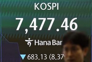 Kospi slides 8% on US chip sell-off
