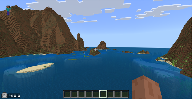 A screen capture of the Minecraft replica of Dokdo created by Docheok Elementary School teacher Kim Ji-hwan.  (Kim Ji-hwan)