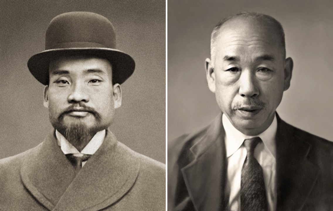 동화약품 초대 사장 은포 민강(왼쪽) 선생과 5대 사장 보당 윤창식 선생. 동화약품은 7대 사장 가송 윤광열 명예회장까지 3명의 독립운동가 사장을 배출한 민족기업이다. [동화약품 제공]