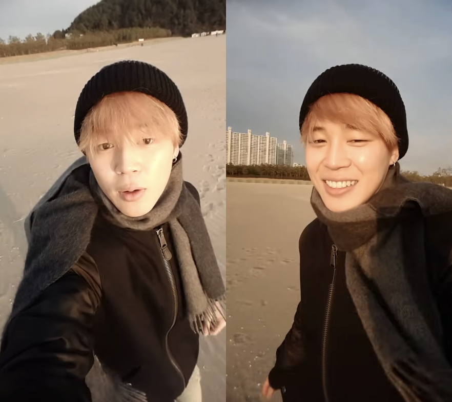 Jimin at Dadaepo Beach in January 2016 (YouTube @BTS)