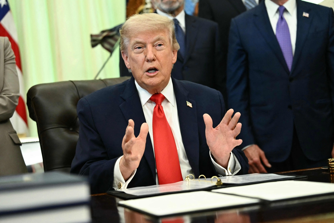 US President Donald Trump speaks before signing a proclamation in the Oval Office of the White House in Washington, DC, on Thursday. (AFP-Yonhap)