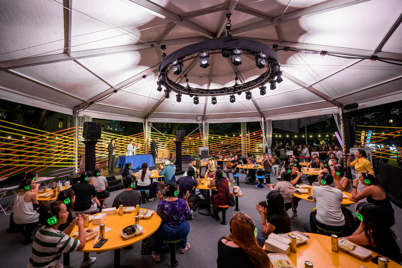 Interactive play "Makan Culture" takes place at Festival Village during SIFA 2026 in Singapore. (Arts House Group)