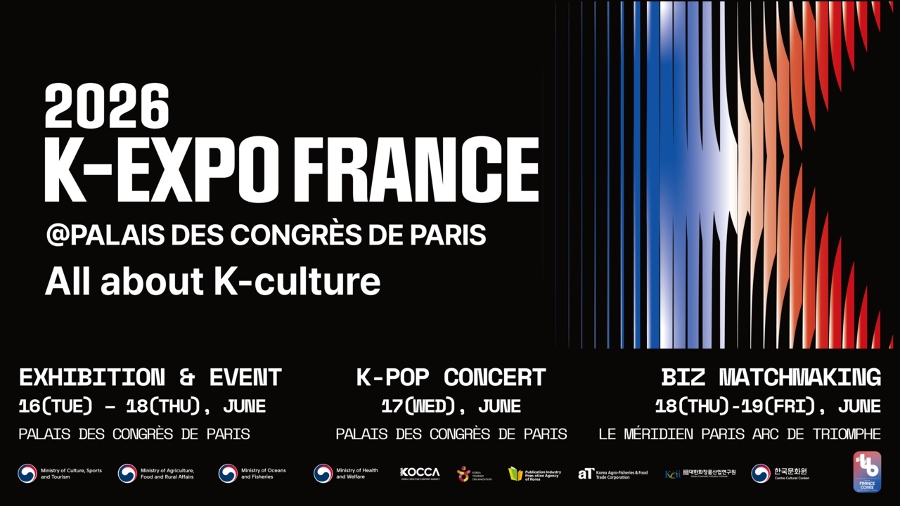 A promotional poster for "K-Expo France 2026," provided by the Ministry of Culture, Sports and Tourism. (Yonhap)