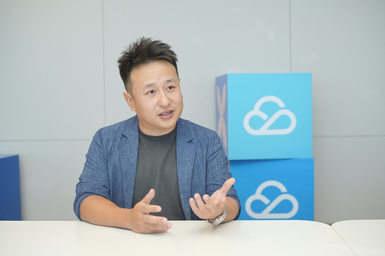 Nucky Fang, general manager of Tencent Cloud International, speaks during an interview with The Korea Herald in Seoul on Monday. (Tencent Cloud)
