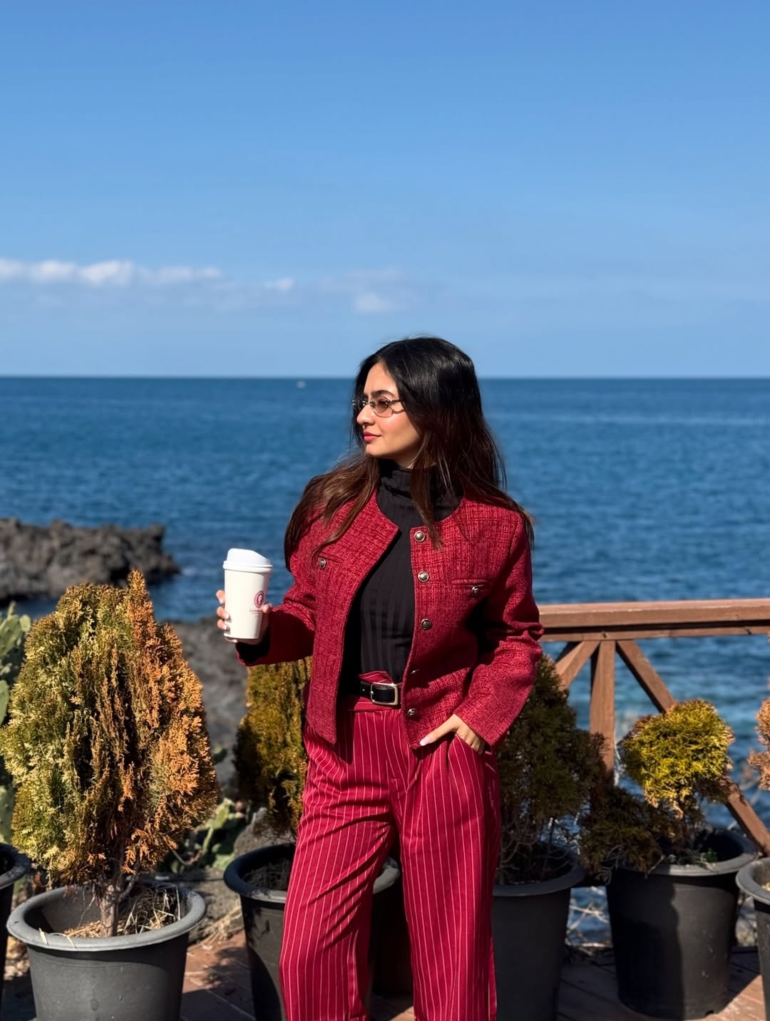 Anushka Sen poses on Jeju Island in a photo posted to her Instagram on Feb. 9. (@anushkasen0408, Instagram)