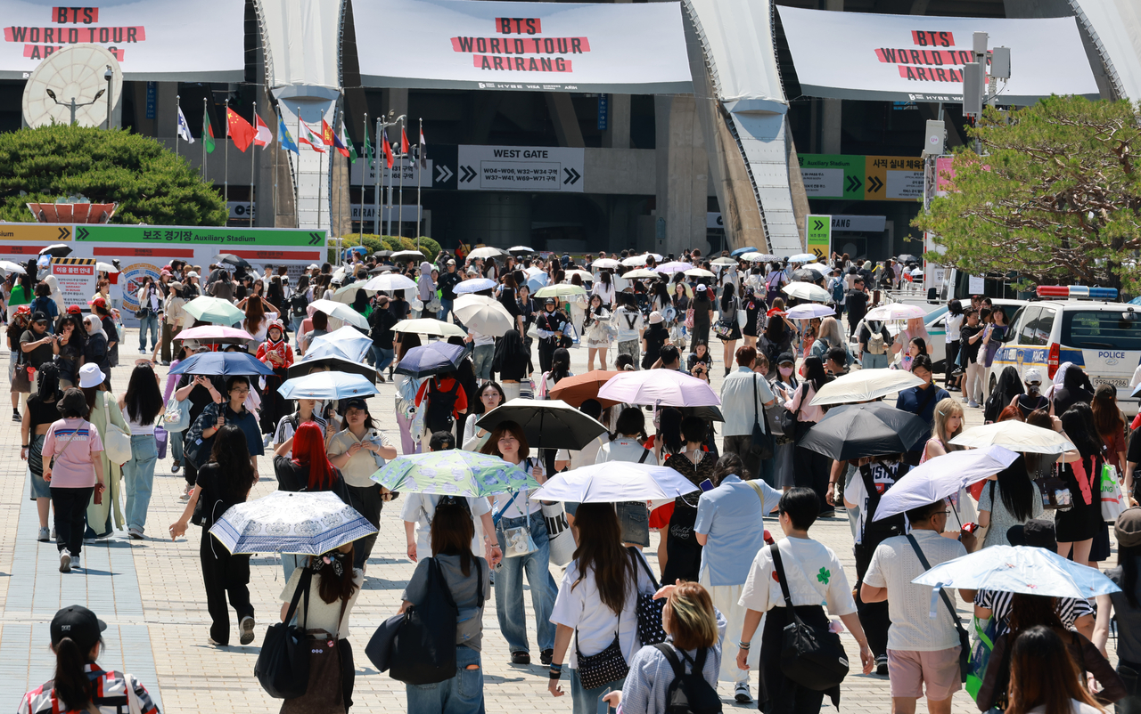 Fans gather outside Busan Asiad Main Stadium ahead of BTS’ 